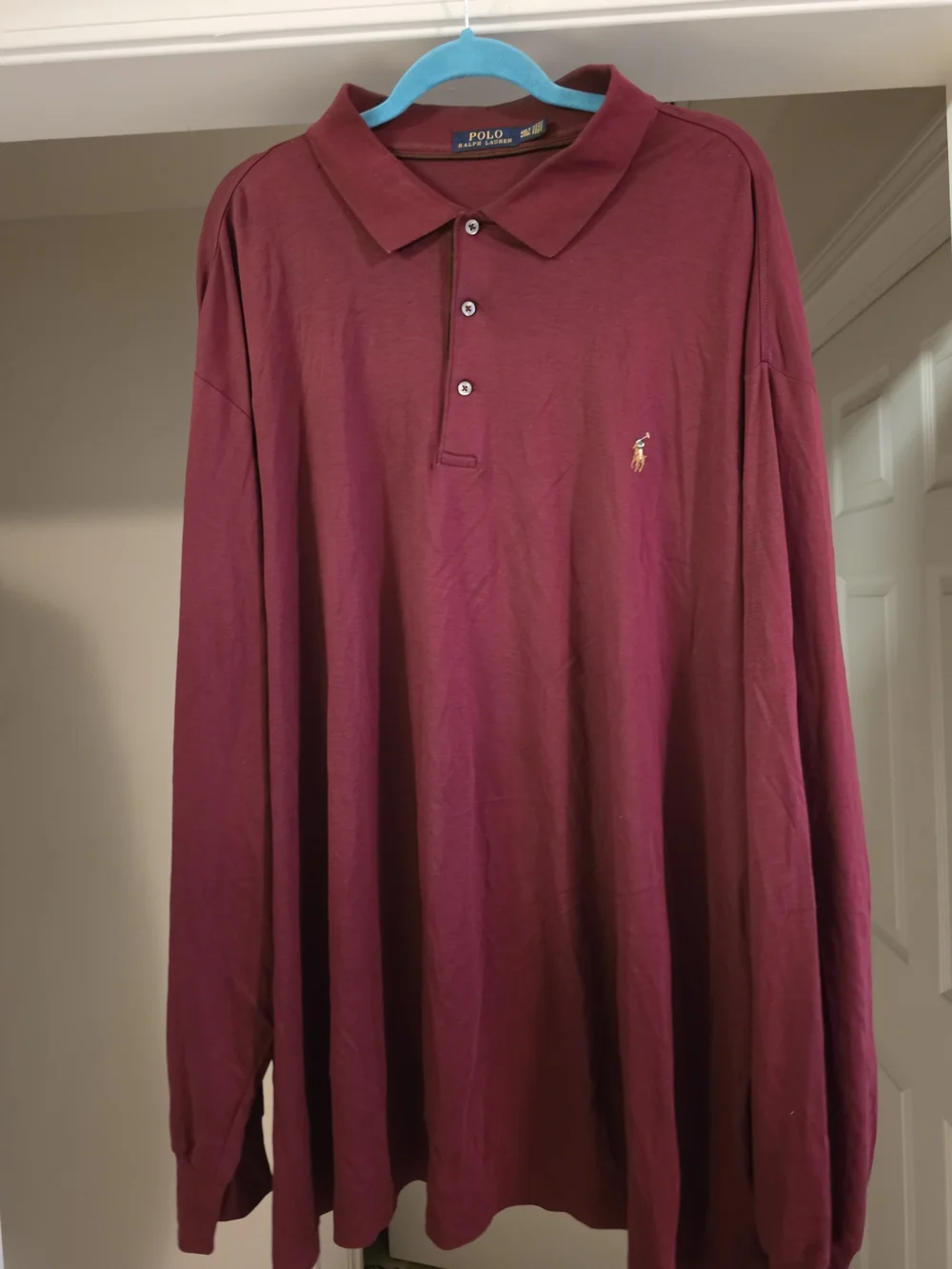 Ralph Lauren Men's Long-Sleeve Polo Shirt - Burgundy with Gold Pony